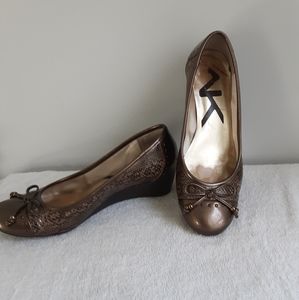 Anne Klein Bronze Pump with Wedge Heel